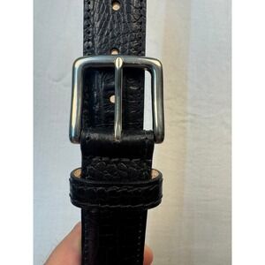TB Phelps Mens Black Crocodile Embossed Genuine Leather Belt Size 40 Made in USA